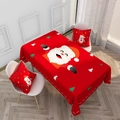 Red Christmas tablecloth and pillowcases featuring festive Santa Claus and reindeer prints - 40*70cm / ZB032-10 (Red Cartoon Santa Tablecloth And Pillowcases)