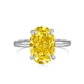 Elegance S925 sterling silver ring with oval yellow gemstone in a luxury 4-claw setting - US 5 / Platinum Tone Yellow Zirconia Oval Style (DY120849)
