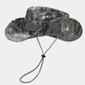 Macro view of digital camouflage sun hat featuring mesh vents and snap buttons - Digital Blue Grey Camouflage(3#色)