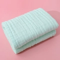 Soft mint green multi-layer cotton gauze baby towel with premium bubble texture - 110*110CM / Pale Green