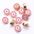 Détail de perles œil maléfique en émail rose et alliage pour bijoux DIY et bracelets - Rose