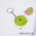 Realistic matcha green cookie keychain with detailed texture and 4cm diameter size - Matcha Green C-Shape Spiral Cookie - Keychain