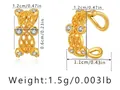 Detailed size chart showing 1.2cm height for 18K gold butterfly ear cuff with cubic zirconia - Hollow Zircon (KE0922)