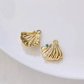 Goldener Muschelanhänger mit Perle und blauem Edelstein für DIY Schmuckherstellung - 4# Goldene Kleine Perlenmuschel
