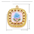 Pendentif fleur de rose bleue en émail et acier inoxydable de 23mm avec détails - YE842 Rose Bleue