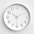 Minimalist round wall clock with white dial and silver 3D numbers, 30cm quartz clock - White Dial Plated Silver