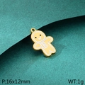 Gingerbread man stainless steel pendant in gold finish with enamel detail 16x12mm - Golden Gingerbread Man Style (KLJ10460-ZLA)