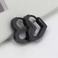 Minimalist black heart-shaped stainless steel clip earrings for women and men - Flat Heart Ear Buckle Black (Single)