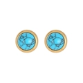 Elegant gold-plated round stud earrings with vibrant turquoise stone texture for women - Gold - Blue Turquoise Style