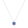 Collana a fiore in argento sterling S925 con petali in zircone blu e catena d'argento - Fiore Blu (RHN977-LAN) / Argento 925