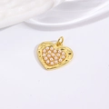 Eleganter 18k vergoldeter Herzanhänger mit Perleneinlage für DIY Halsketten Schmuckdesign - Perlen Inlay Herz Anhänger / Gold