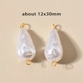Irregular baroque teardrop faux pearl pendant with golden loops for DIY jewelry, 12x30mm - 11# Double Loop Waterdrop (12x30mm) / Gold