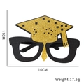 Black graduation party glasses with gold glitter cap and tassels 16x11cm size - Style R (Grad Cap Tassel)