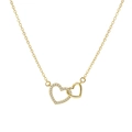 Elegante goldene Halskette mit zwei ineinander verschlungenen Herzen und Zirkonia - Ineinandergreifende Doppelherzen Stil (MY2495-3)