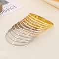 Polished 18K gold-plated stainless steel stackable ring bracelets in three metal tones - Inner Diameter 55mm / 12 Rings / Mixed 12 Circles (4 Gold + 4 Rose Gold + 4 Steel)