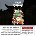Christmas static window decals size chart featuring Santa Claus and reindeer designs - Happy Christmas Tree
