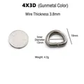 Gunmetal black metal D-ring buckle for bags, 3.8mm thickness and 13mm inner diameter - 4x3D (Inner 13mm) / Gunmetal