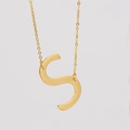 18K gold plated stainless steel letter S pendant necklace with fine chain - Gold Letter S (With Chain)
