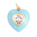 Light blue enamel heart pendant with a sparkling central clear zircon in gold finish - Lake Blue Heart
