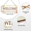 Floral wooden welcome sign for entryway decoration with please remove your shoes message - Pink Yellow Floral Style (M80078DQ)