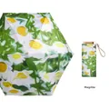 Daisy pattern six-fold umbrella with matching capsule pouch and champagne gold handle - 19 Inch 6 Ribs / Daisy