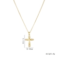 Gold cross necklace with white zircon stones and dimension labels 3.1cm x 2.15cm - Gold Diamond Studded Cross (1519)