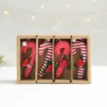 Set de sucres d'orge en feutrine de laine aux motifs festifs rouge et blanc - Sucre d'orge