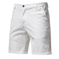Detail of white cotton twill shorts showing button closure and premium fabric texture - EU 38 / 019 White