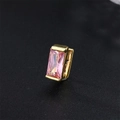 Gold hip hop ear cuff featuring a premium pink rectangular step-cut zirconia stone - Pink Zircon / Gold