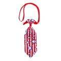 Detail of USA flag pet tie with stars and stripes pattern and white plastic buckle - NT153-2
