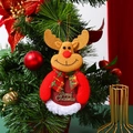Ornamento natalizio in peluche a forma di renna con ricamo Merry Christmas sull'albero - Cervo