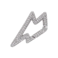 Silver-plated lightning bolt jewelry clasp with micro-pave white zircon stones - White Gold Lightning