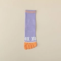 Purple five-finger yoga socks with orange toe accents and white knitted patterns - Purple 1 Pair