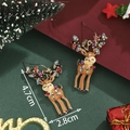 Christmas reindeer earrings with colorful rhinestones and festive holiday enamel details - Colorful Gemstone Metal Reindeer-SD61301