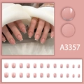Uñas postizas cortas cuadradas rosa nude con puntas plateadas brillantes, set de 24 - Rosa Nude Brillo Plateado (A3357)