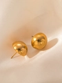 Polished gold semi-spherical stud earrings made of titanium steel on silk fabric - Solid Hemisphere Earrings