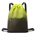 Waterproof drawstring backpack in vibrant lime green to olive green gradient design - Yellow-Green Gradient