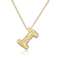 Collana placcata oro con pendente lettera J e zirconi su sfondo bianco pulito - Lettera I