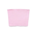 Pink ribbed crop top with vertical stripes and spaghetti straps on white background - Pink / S