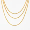 Élégant collier à trois couches de chaînes serpent plates en acier inoxydable doré - Or (KDD1073)