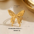 Polished golden stainless steel butterfly ring with intricate cutout wings and 1.8cm diameter - Hollow Butterfly Shape Style (1582)