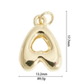 Polished gold puffy letter A balloon pendant with size dimensions 17.7mm x 13.2mm - Letter A Style (DZ-2808)
