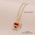 Collier cœur rouge doré avec couronne, tableau des tailles et détails du matériau - Style Sacré-Cœur Couronne Croix (6#)