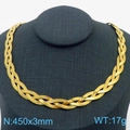 Geflochtene goldene Schlangenkette aus Titanstahl, 450x3mm, auf Schmuckständer - 3mm Halskette (KN281994-Z)