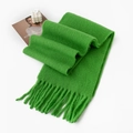 Green cashmere feel wool scarf with fringes for winter, vibrant soft solid neck warmer - 240*30cm / Fresh Green