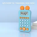 Light blue rechargeable kids math calculator with LCD screen and orange accents - Mickey Style Blue