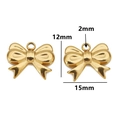 Golden stainless steel bow charm pendant for DIY jewelry with size measurements - Style 12 / Gold