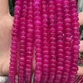 Vibrant rose red natural stone abacus beads on string for DIY jewelry making - 5*8mm (Per Strand) / Translucent Rose Red