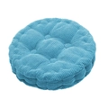 Detail of blue corduroy round cushion showing plush texture and quilted button design - Sky Blue (Round)