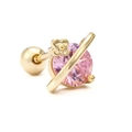 Pink zircon planet stud earring with gold finish and flower detail for women - EGD0266 Gold Planet Saturn